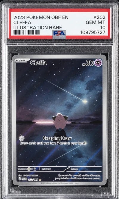 2023 POKEMON OBF EN-OBSIDIAN FLAMES ILLUSTRATION RARE #202 CLEFFA PSA 10