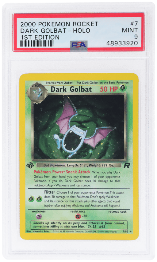 2000 Pokemon Team Rocket 1st Edition Holo Dark Golbat #7 PSA 9