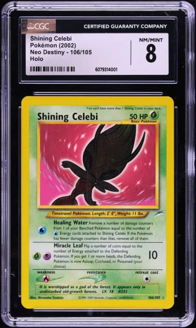 2002 Pokemon Neo Destiny Holo Shining Celebi #106 CGC 8 NM-MT