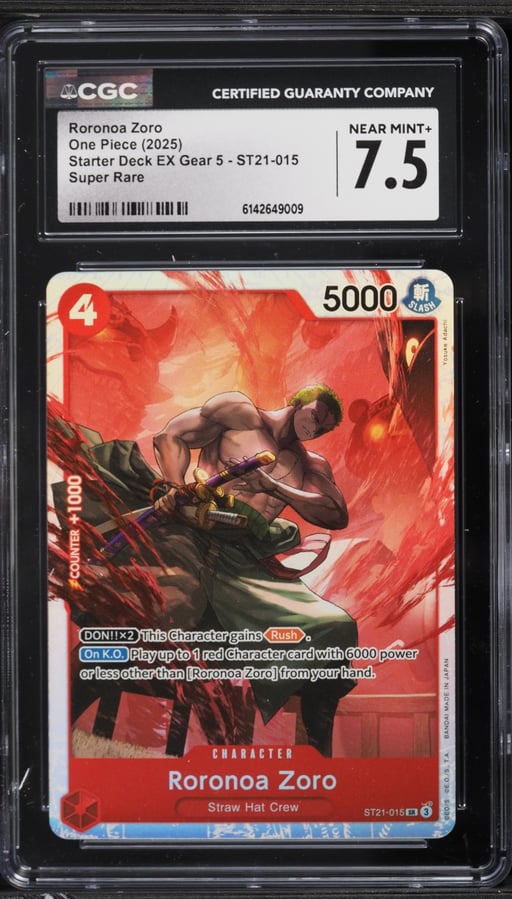 2025 One Piece Starter Deck EX Gear 5 SR Roronoa Zoro #ST21-015 CGC 7.5 NRMT+