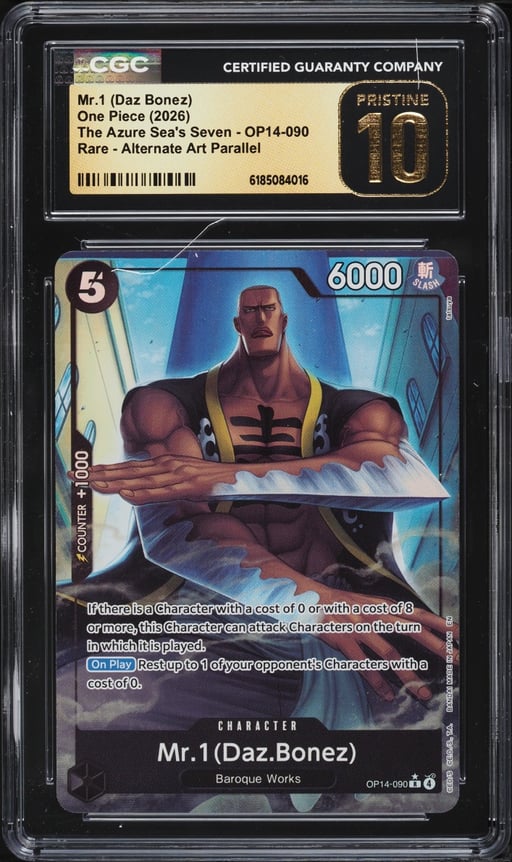 2026 One Piece The Azure Sea's Seven Alt Art Mr.1 Daz Bonez #OP14-090 CGC 10 PRISTINE
