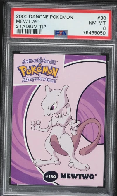 2000 Pokemon Danone Stadium Tip Mewtwo #30 PSA 8 NM-MT