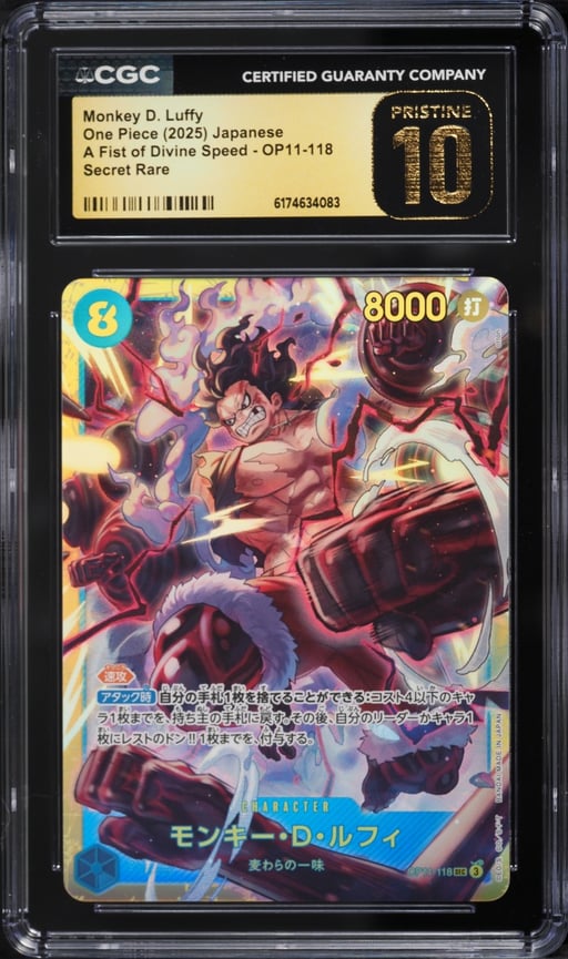 2025 One Piece Japanese A Fist Of Divine Speed SEC Monkey D. Luffy #OP11-118 CGC 10 PRISTINE