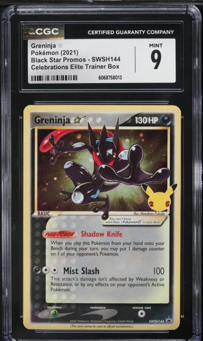 2021 Pokemon SWSH Black Star Promo Celebrations Greninja Gold Star #144 CGC 9