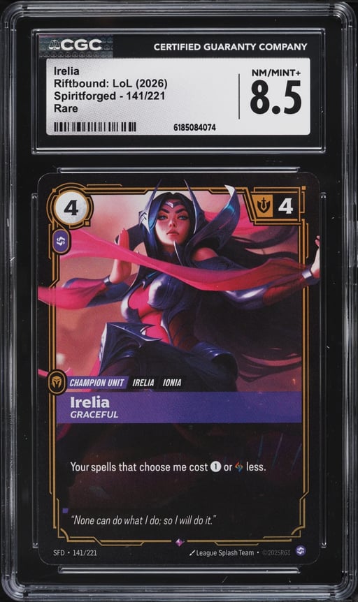 2026 Riftbound League Of Legends LoL Spiritforged Irelia #141 CGC 8.5 NM-MT+