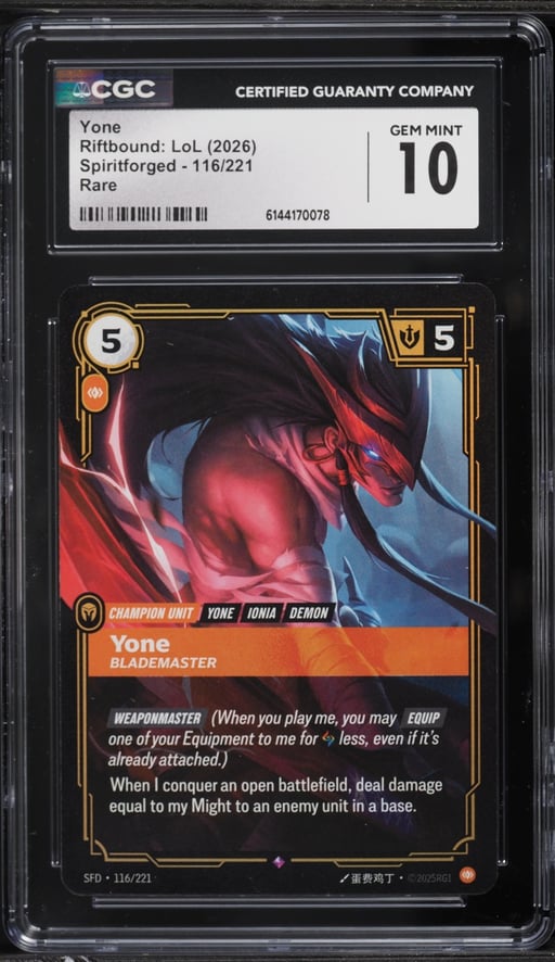 2026 Riftbound League Of Legends Spiritforged Yone #116 CGC 10 GEM MINT