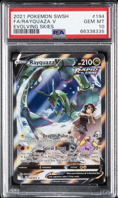 2021 POKEMON SWORD & SHIELD EVOLVING SKIES #194 FULL ART/RAYQUAZA V PSA 10