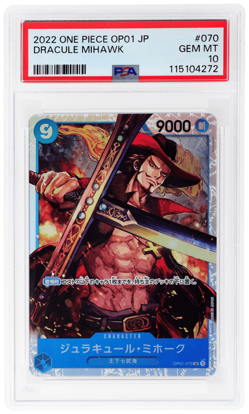 2022 One Piece Romance Dawn Japanese Dracule Mihawk #OP01070 PSA 10