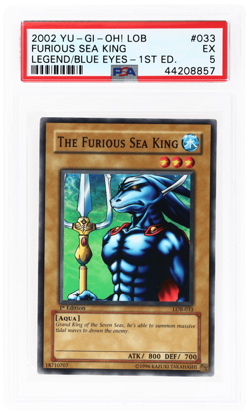 2002 Yu-Gi-Oh Legend of Blue Eyes White Dragon 1st Edition the Furious Sea King #LOB33 PSA 5