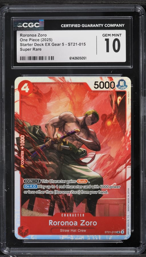 2025 One Piece Starter Deck EX Gear 5 SR Roronoa Zoro #ST21-015 CGC 10 GEM MINT