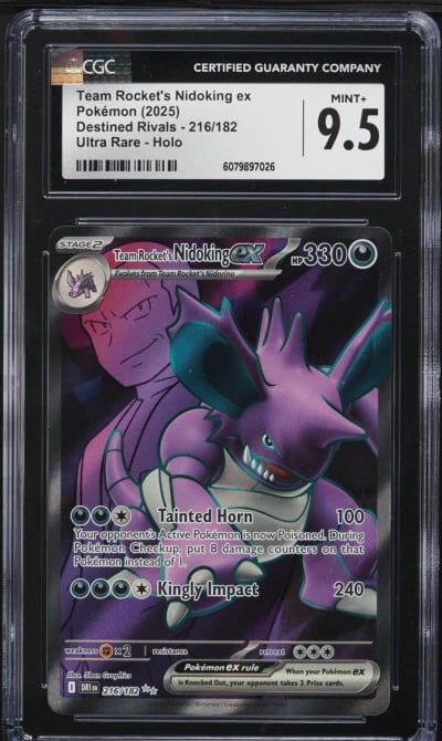 2025 Pokemon SV Destined Rivals Full Art Team Rocket's Nidoking ex #216 CGC 9.5