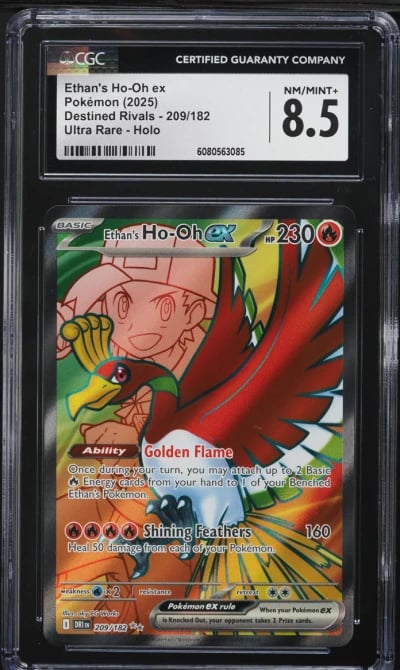 2025 Pokemon SV Destined Rivals Full Art Ethan's Ho-Oh ex #209 CGC 8.5 NM-MT+