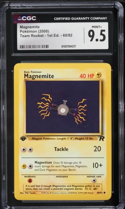 2000 Pokemon Team Rocket 1st Edition Magnemite #60 CGC 9.5 MINT+