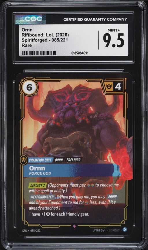 2026 Riftbound League Of Legends LoL Spiritforged Ornn #085 CGC 9.5 MINT+