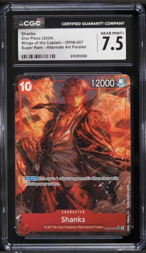 2024 One Piece Wings Of The Captain Alt Art Shanks #OP06-007 CGC 7.5 NRMT+