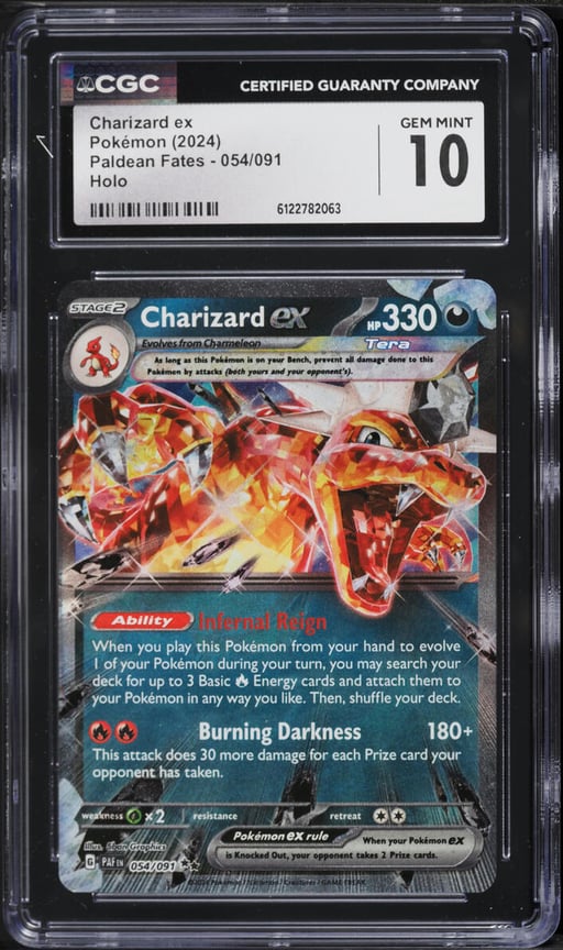 2024 Pokemon Scarlet & Violet Paldean Fates Holo Charizard ex #54 CGC 10 GEM MINT