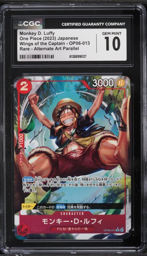 2023 One Piece Japanese Wings Of The Captain Alt Art Monkey D. Luffy #OP06-013 CGC 10 GEM MINT