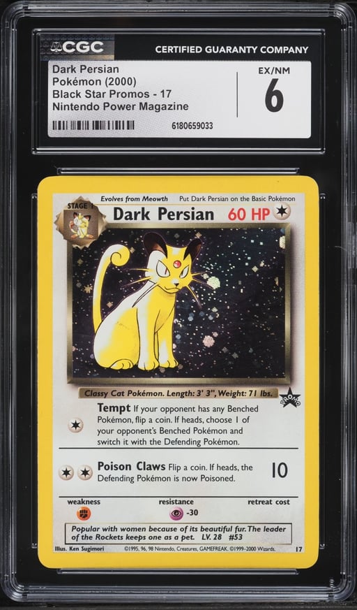 2000 Pokemon Black Star Promo Nintendo Power Magazine Holo Dark Persian #17 CGC 6 EXMT