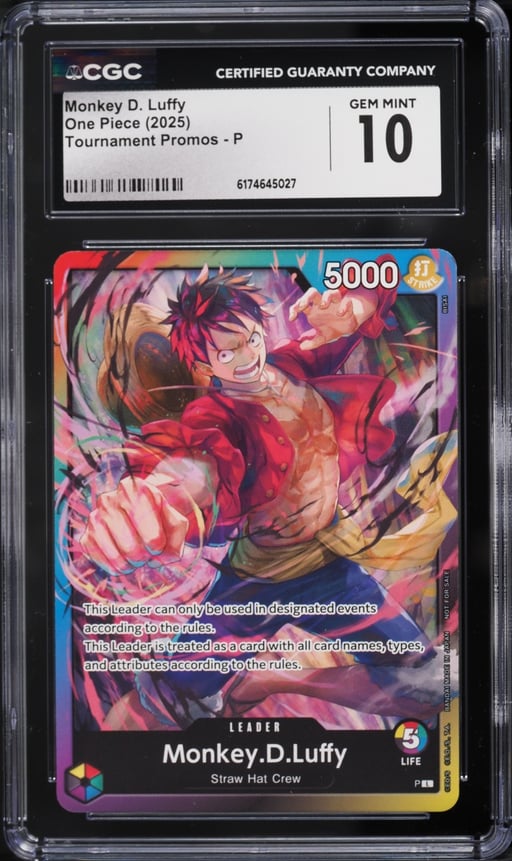 2025 One Piece Tournament Promo Leader Monkey D. Luffy #P CGC 10 GEM MINT