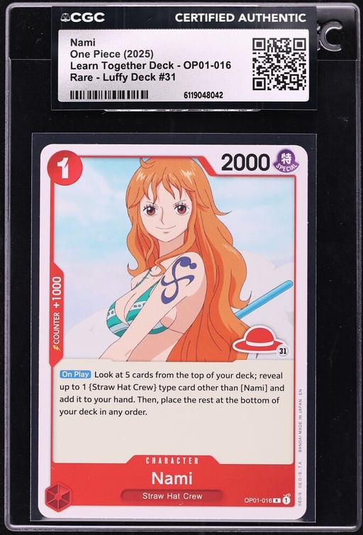 2025 One Piece Learn Together Luffy Deck #31 Nami #OP01-016 CGC AUTH