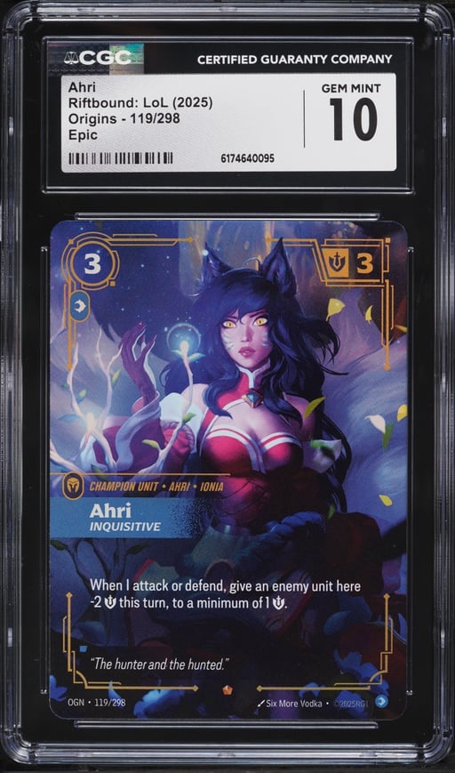 2025 Riftbound League Of Legends LoL Origins Ahri #119 CGC 10 GEM MINT