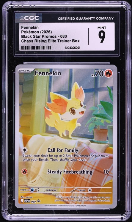 2026 Pokemon Mega Evolution Promo Chaos Rising ETB Full Art Fennekin #80 CGC 9 MINT
