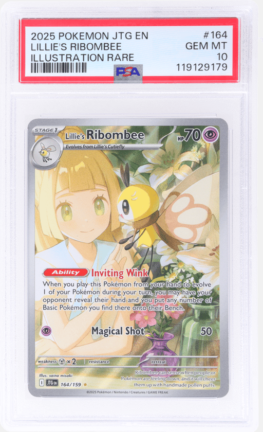 2025 Pokemon Scarlet and Violet Journey Together Illustration Rare Lillie's Ribombee #164 PSA 10