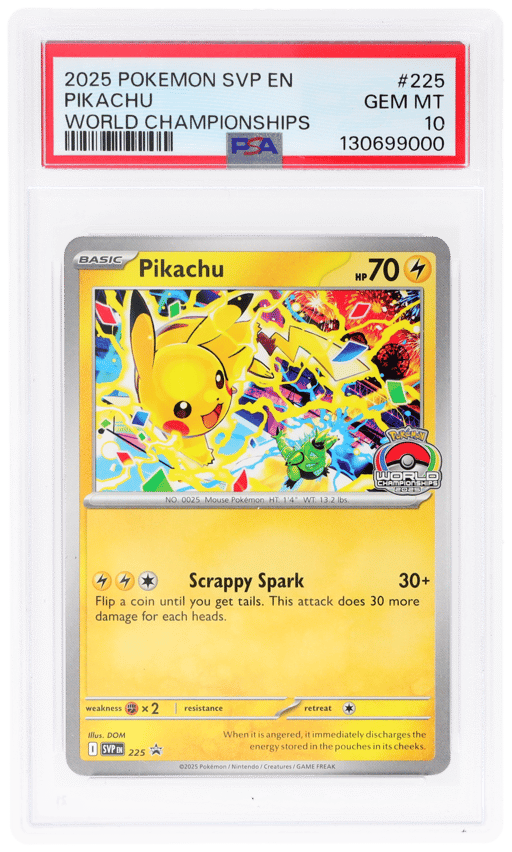 2025 Pokemon Scarlet and Violet Black Star Promo World Championships Pikachu #225 PSA 10