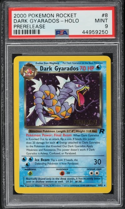 2000 Pokemon Team Rocket Prerelease Holo Dark Gyarados #8 PSA 9 MINT