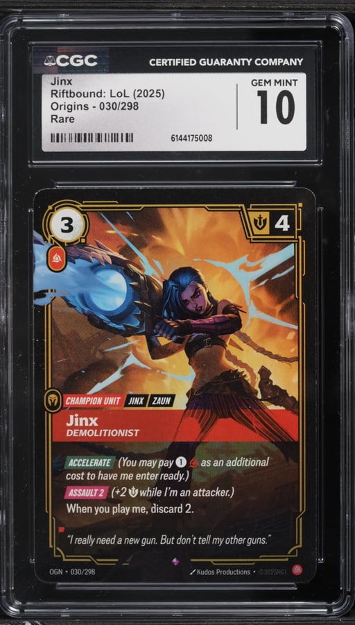 2025 Riftbound League Of Legends LoL Origins Jinx #30 CGC 10 GEM MINT