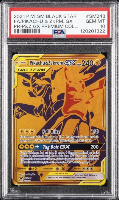2021 POKEMON SM BLACK STAR PROMO #SM248 FULL ART/PIKACHU & ZEKROM GX PSA 10