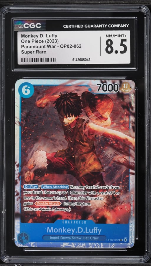 2023 One Piece Paramount War SR Monkey D. Luffy #OP02-062 CGC 8.5 NM-MT+