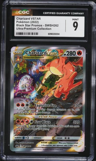 2022 Pokemon Sword & Shield Promo Ultra Premium Alt Art Charizard VSTAR #SWSH262 CGC 9 MINT
