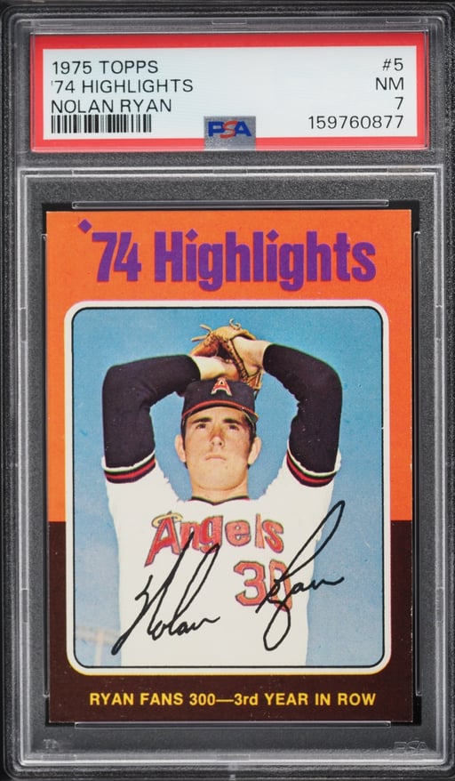 1975 Topps Nolan Ryan '74 HIGHLIGHTS #5 PSA 7 NRMT