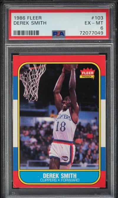 1986 Fleer Basketball Derek Smith #103 PSA 6 EXMT
