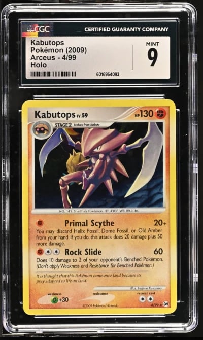 Pokemon Card CGC 9 Mint Kabutops Platinum Arceus 2009 Holo 4/99