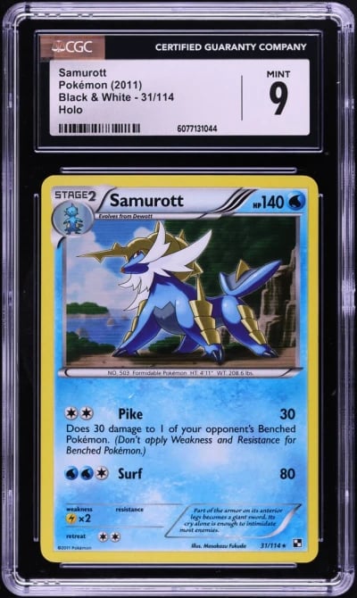 2011 Pokemon Black & White Holo Samurott #31 CGC 9 MINT