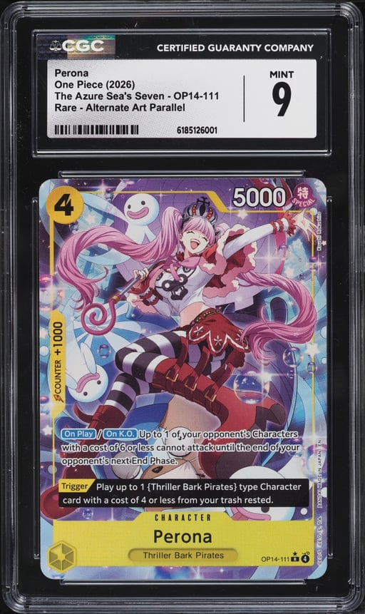 2026 One Piece The Azure Sea's Seven Alt Art Perona #OP14-111 CGC 9 MINT