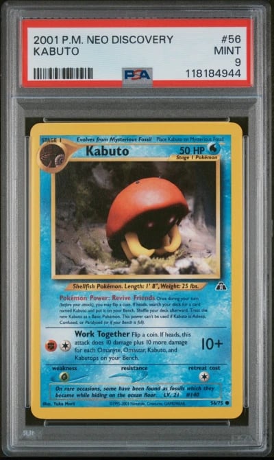 2001 Pokemon Vintage WOTC Neo Discovery Kabuto #56 PSA 9 (NEW CERT)