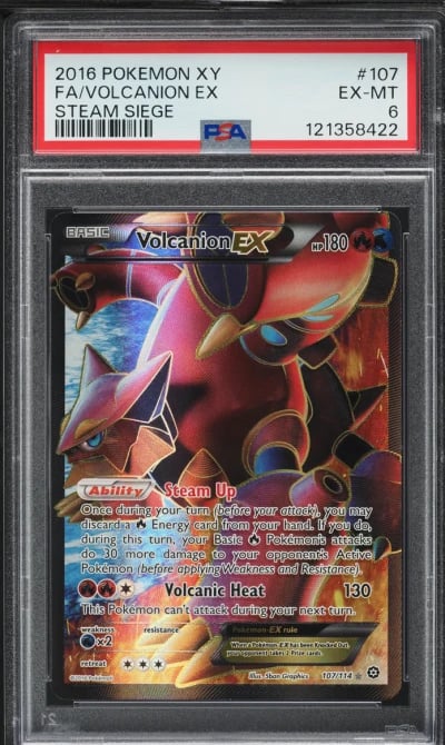 2016 Pokemon XY Steam Siege Full Art Volcanion EX #107 PSA 6 EXMT