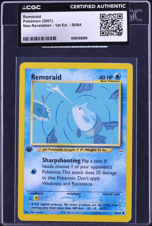 2001 Pokemon Neo Revelation 1st Edition Remoraid #50 CGC AUTH