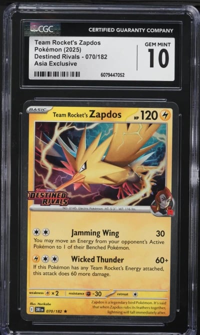 2025 Pokemon SV Destined Rivals Asia Exclusive Team Rocket's Zapdos #70 CGC 10