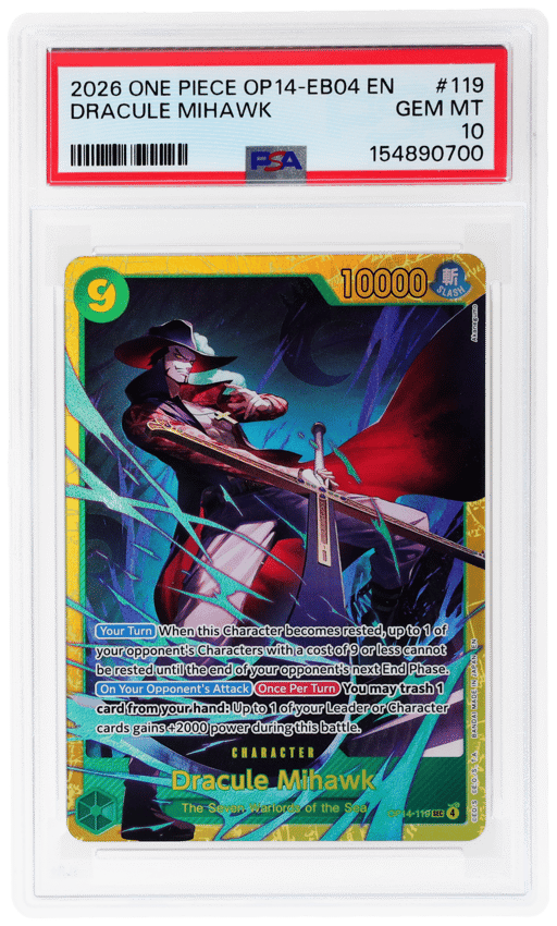 2026 One Piece the Azure Sea's Seven Dracule Mihawk #OP14-119 PSA 10