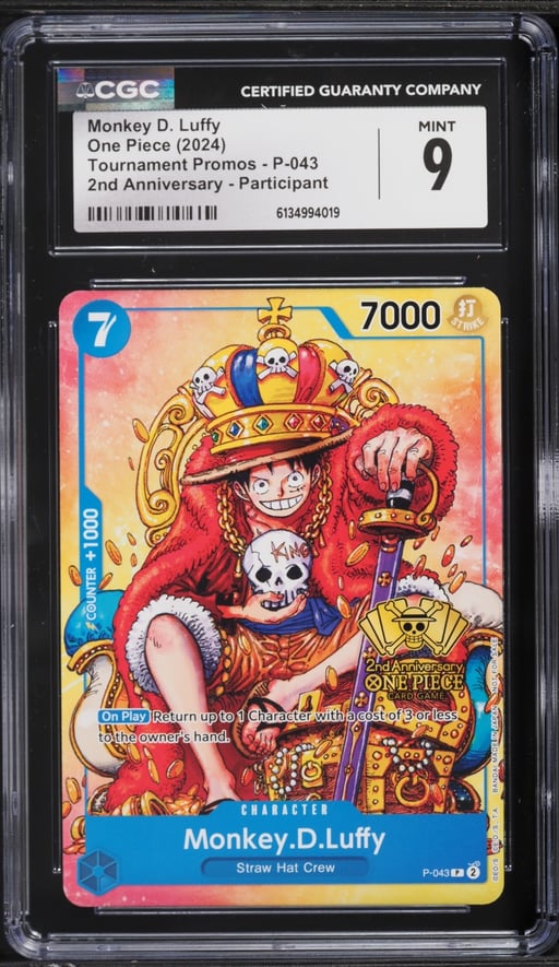 2024 One Piece Promo Tournament 2nd Anniversary Monkey D. Luffy #P-043 CGC 9 MINT