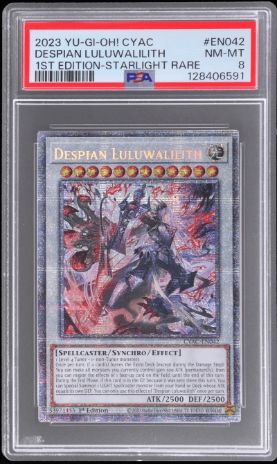 2023 Yu-Gi-Oh! Cyberstorm Access 1st Edition Starlight Rare Despian Luluwalilith #EN042 PSA 8