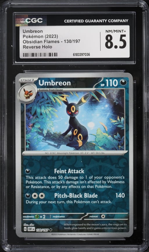 2023 Pokemon Scarlet & Violet Obsidian Flames Reverse Holo Umbreon #130 CGC 8.5 NM-MT+