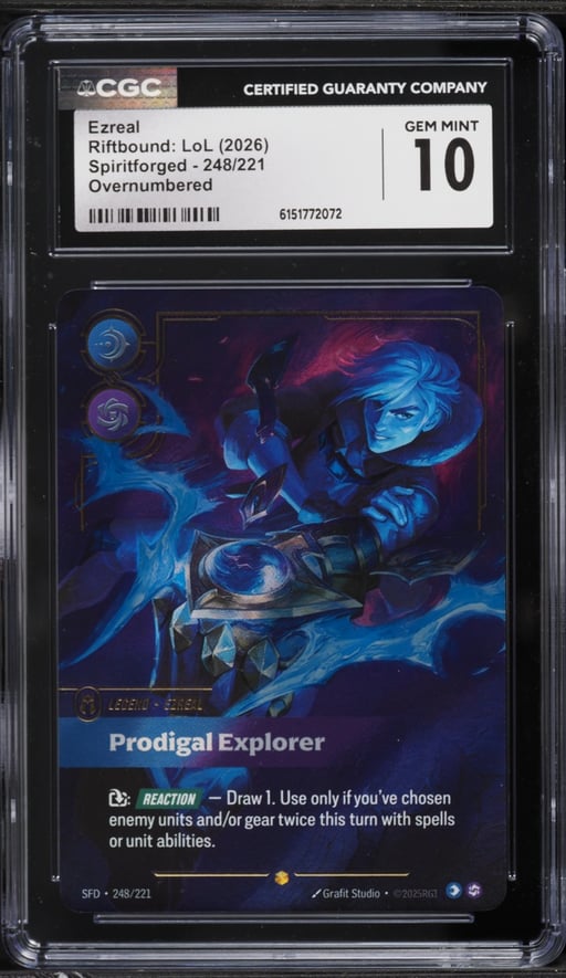 2026 Riftbound: League Of Legends Spiritforged Overnumbered Ezreal #248 CGC 10 GEM MINT