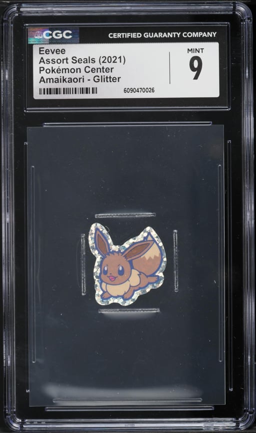2021 Pokemon Center Assort Seals Amaikaori Glitter Eevee CGC 9 MINT