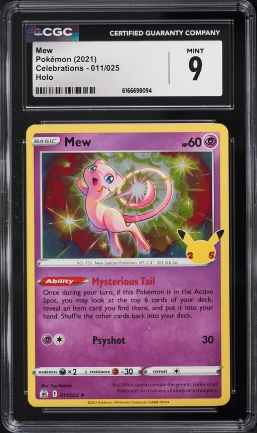 2021 Pokemon Sword & Shield Celebrations Holo Mew #11 CGC 9 MINT