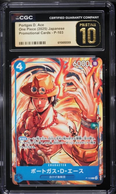 2025 One Piece Japanese Promo Portgas D. Ace #P-103 CGC 10 PRISTINE